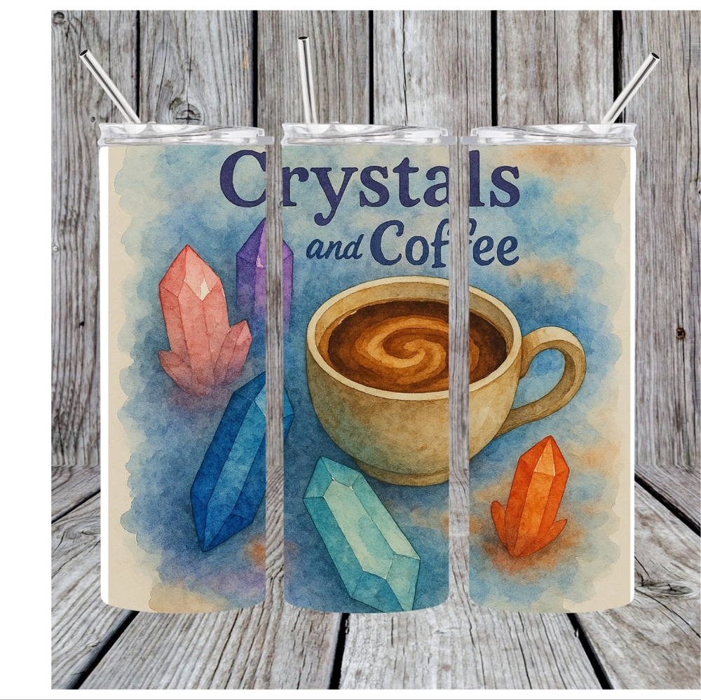 Crystals and Coffee Tumbler with Straw